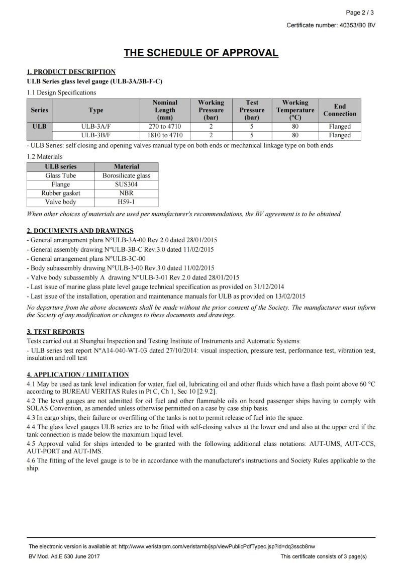 TYPE APPROVAL CERTIFICATE